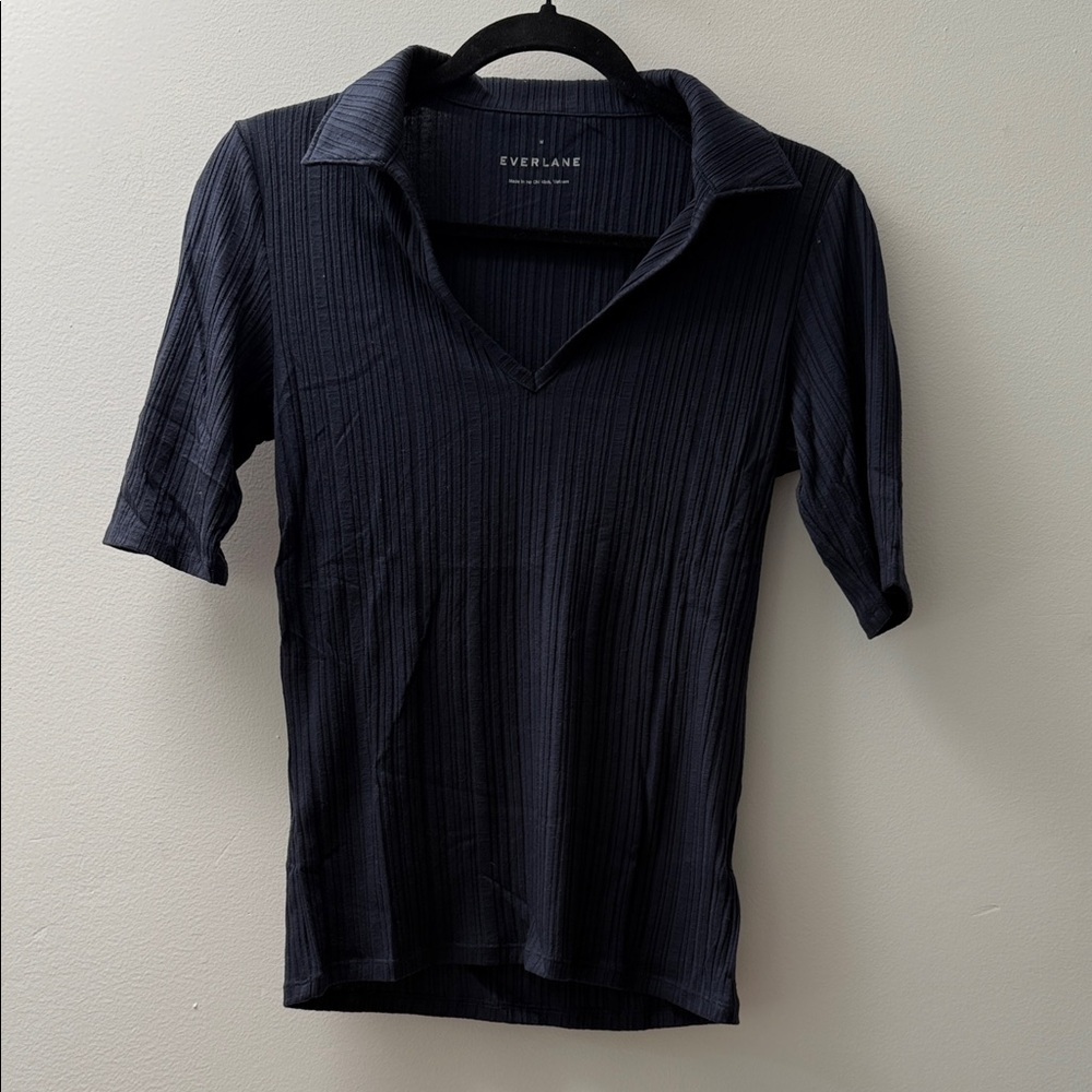 Everlane Dark Blue Ribbed Polo